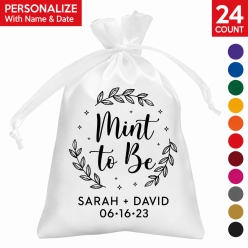 Mint to Be PERSONALIZED Satin Bags - 24 PK